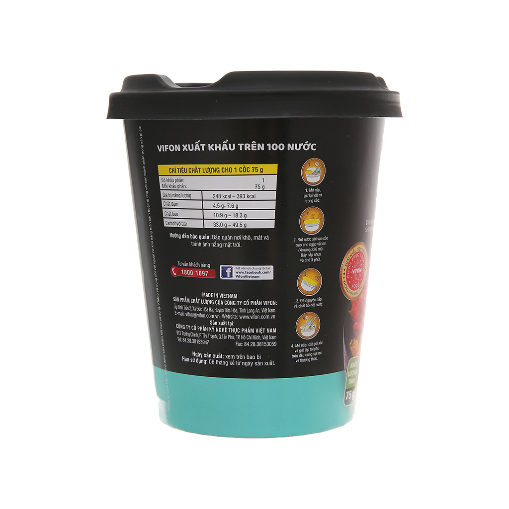 Mì trộn Vifon tôm cháy tỏi ly 75g