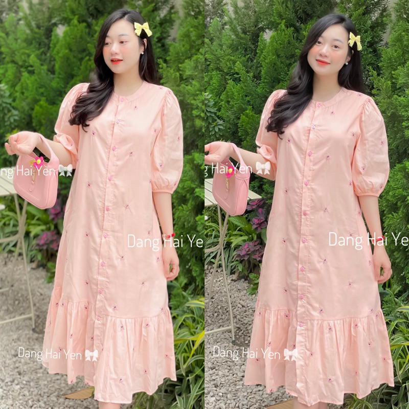 Váy xuông dáng dài đuôi cá thêu hoa chất cottong mềm mịn mát ít nhăn có túi sườn tiểu thư