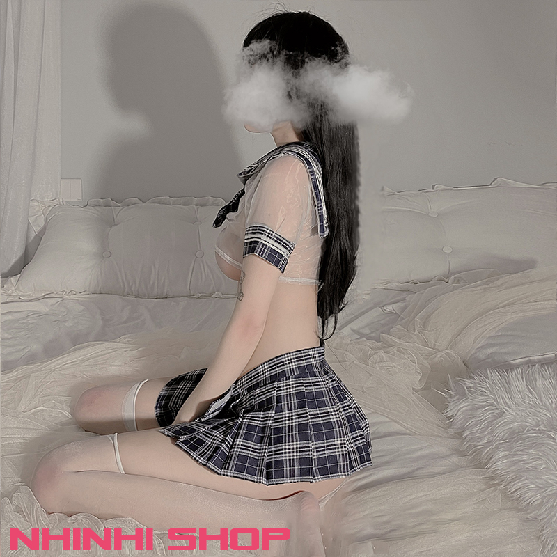 Đồ Cosplay Học Sinh Nhật Bản ,Bộ Hóa Trang Nữ Sinh Áo Hở Rốn Thắt Nơ Váy Xếp Ly Gợi Cảm Quyến Rũ,Đồ Ngủ Sexy - CP06
