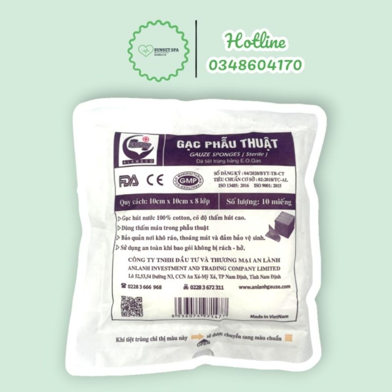 Gạc Phẫu Thuật An Lành 10cmx10cmx8 lớp