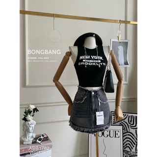 set áo thun zip mix chân váy jeans kh