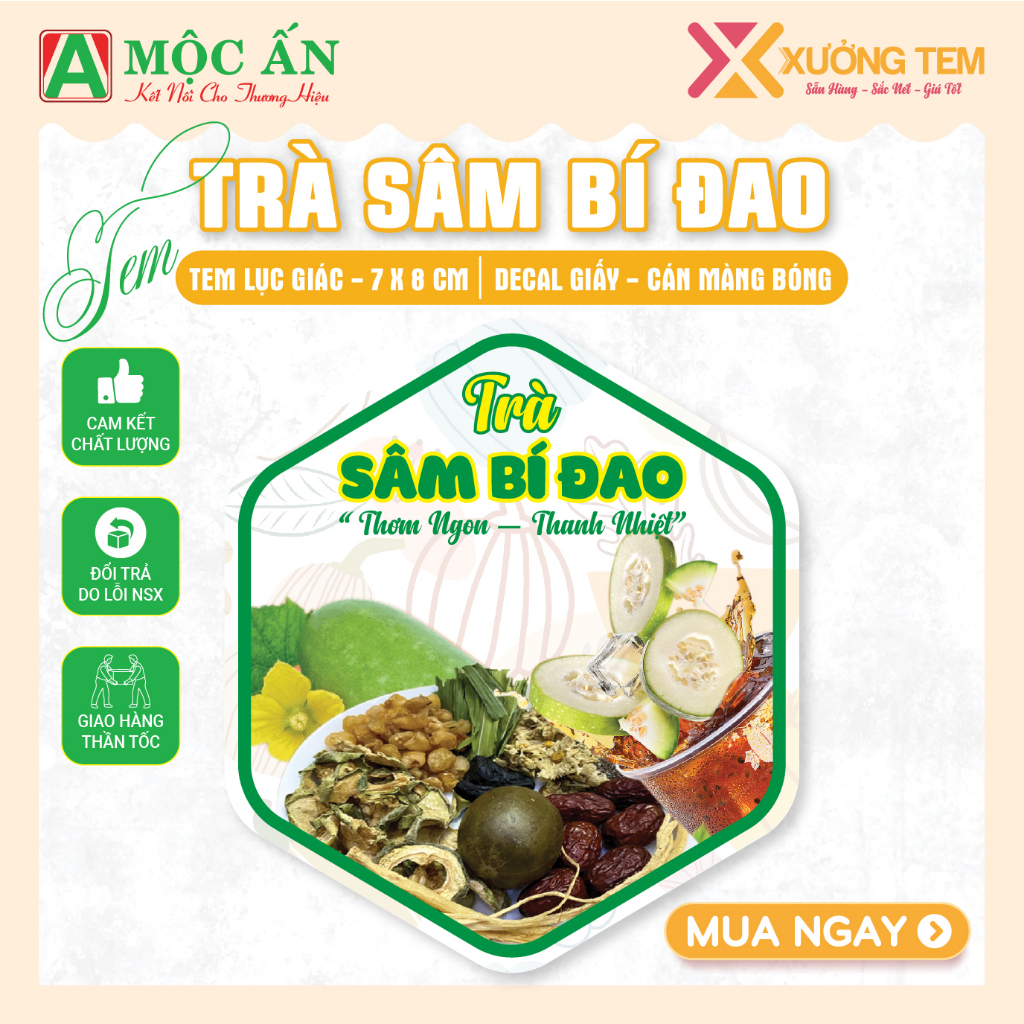 Tem Dán Sản Phẩm "Trà Sâm Bổ Bí Đao, Chè Sâm Bổ Lượng" Siêu Hot Cho Mùa Nóng