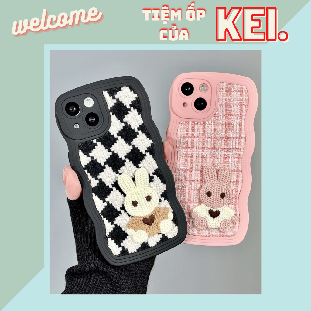 Ốp lưng viền sóng Rabbit len nổi xinh cực dành cho nhiều dòng máy của iphone/samsung/oppo/realme/xiaomi/vivo/14promax