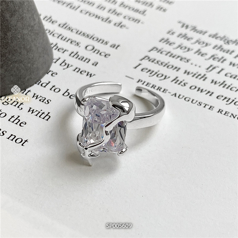 Nhẫn nữ hở bạc 925 Eleanor Accessories đính đá phụ kiện trang sức 5609
