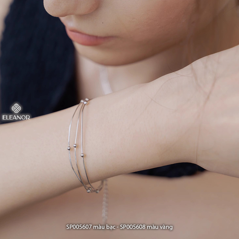 Vòng tay nữ bạc 925 Eleanor Accessories sợi mảnh đính bi tròn phụ kiện trang sức 5607