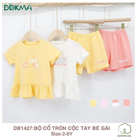 Bộ cộc tay bé gái Dokma DB1427 (11-21kg, 2-6 tuổi)