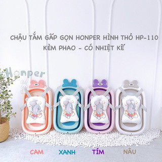 Chậu Tắm Gấp Gọn Honper Cảm Biến Nhiệt Hình Thỏ Kèm Lưới Tắm Cho Bé