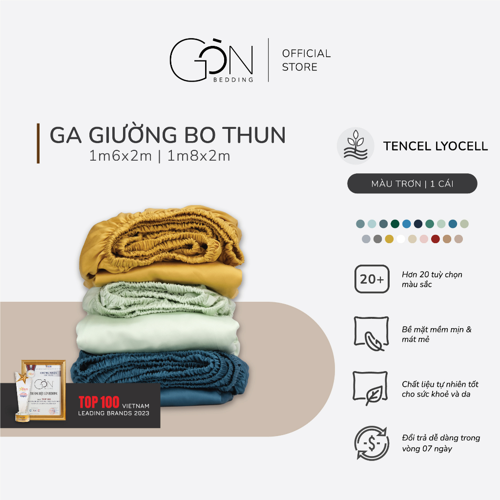 [Nhiều màu] Ga Giường Bo Thun Gòn Bedding Lụa Tencel Cao Cấp Màu Trơn 1m6x2m | 1m8x2m (không xù lông, không trơn trượt)