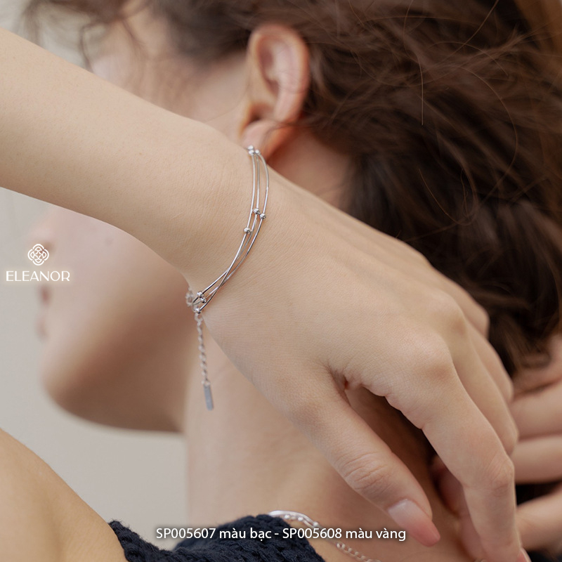 Vòng tay nữ bạc 925 Eleanor Accessories sợi mảnh đính bi tròn phụ kiện trang sức 5607