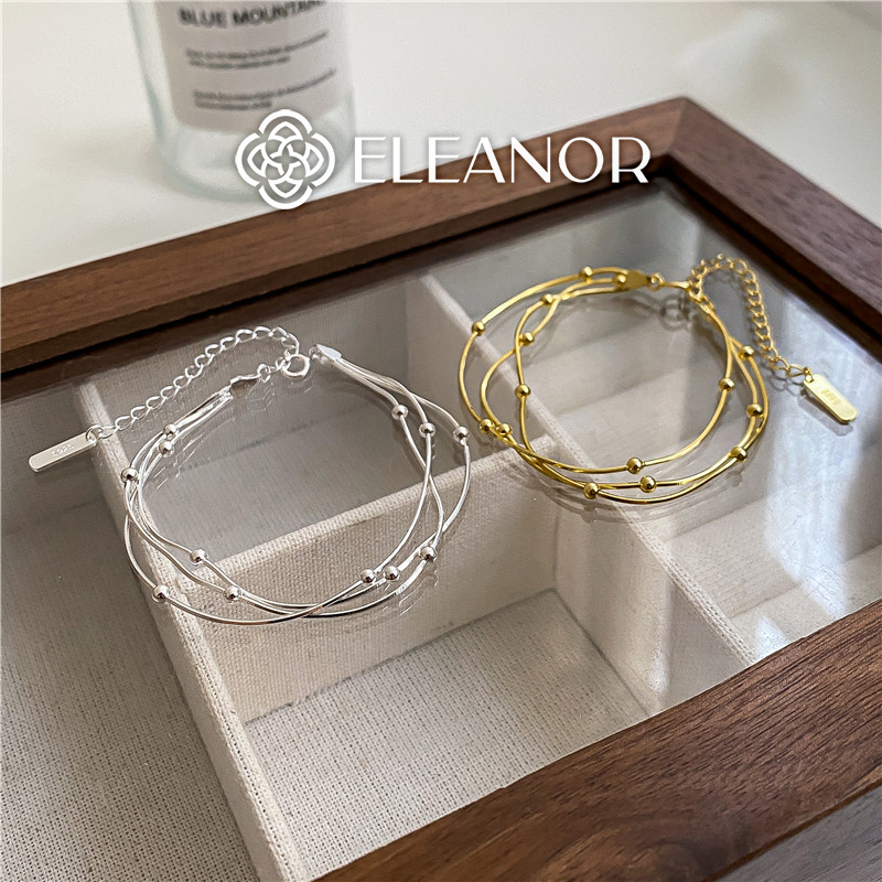 Vòng tay nữ bạc 925 Eleanor Accessories sợi mảnh đính bi tròn phụ kiện trang sức 5607
