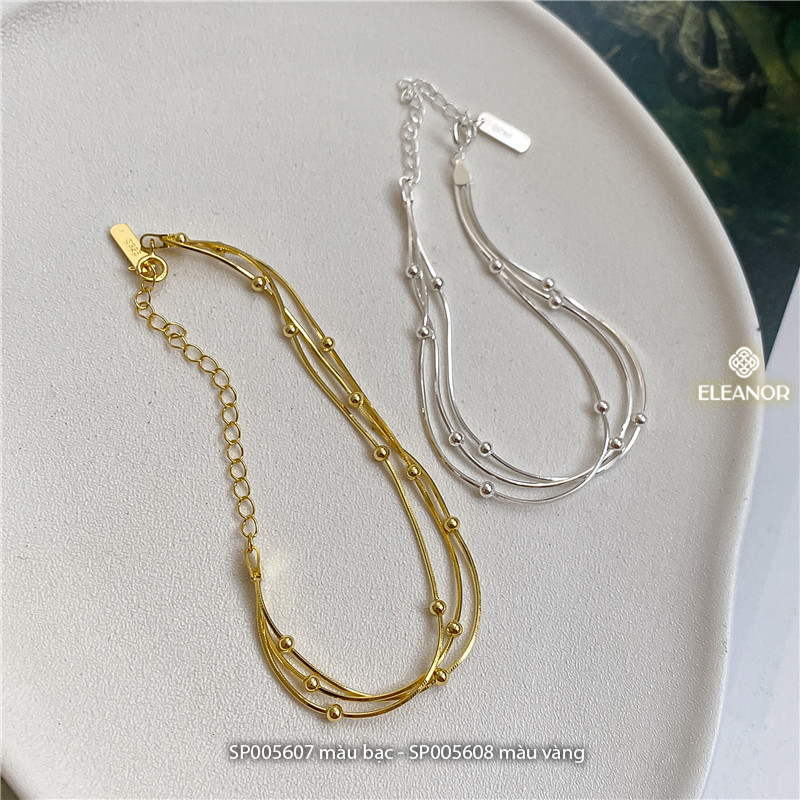 Vòng tay nữ bạc 925 Eleanor Accessories sợi mảnh đính bi tròn phụ kiện trang sức 5607