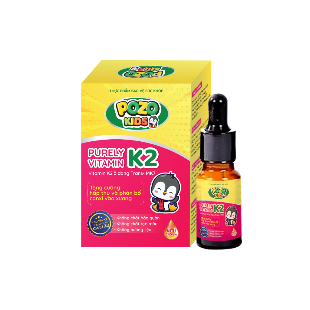 Vitamin K2 Tinh Khiết Pozokids PP bởi Ấm Baby Hấp Thu Và Phân Bổ Canxi Vào Xương Cho Bé Cao Lớn 8ml Ấm Gift Decor