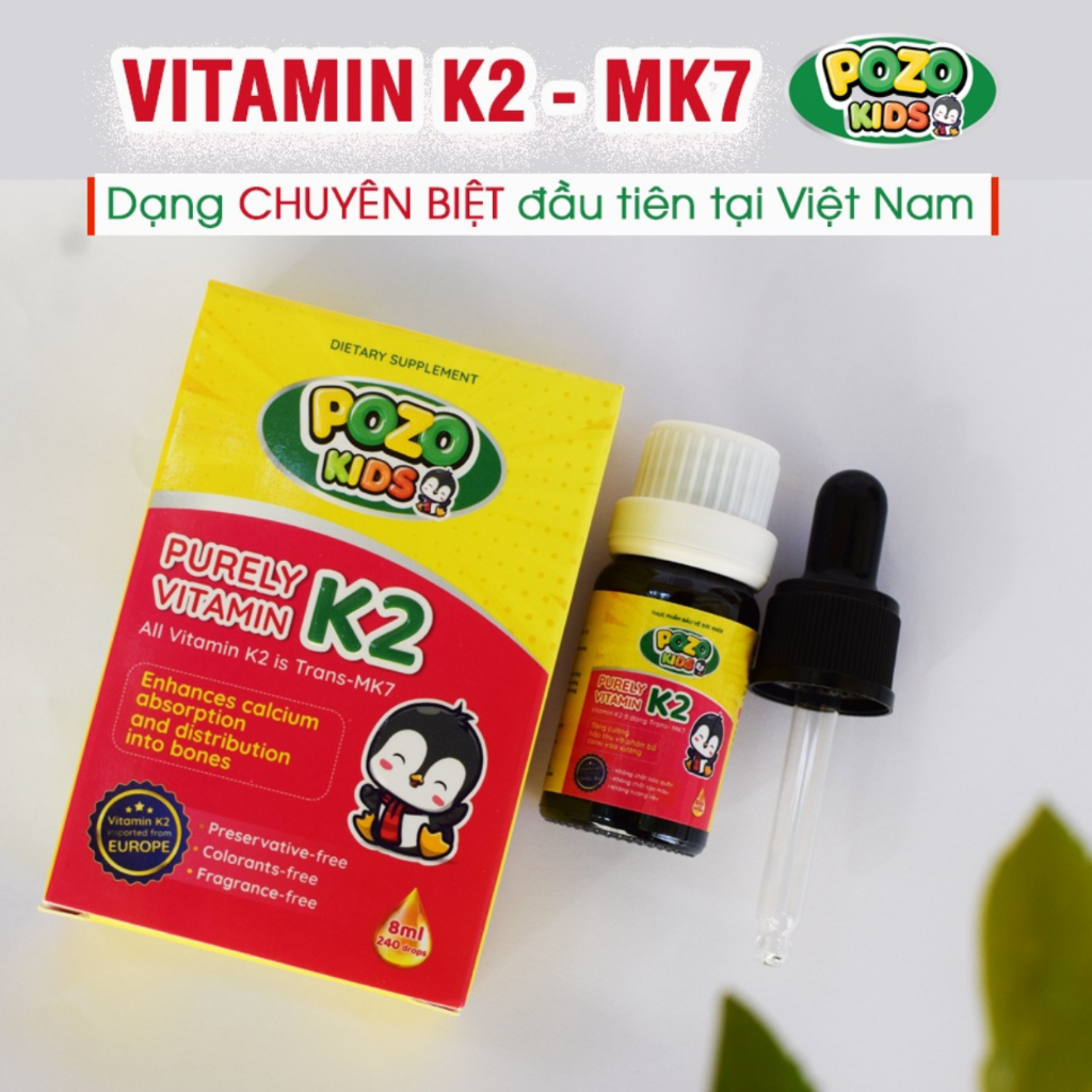 Vitamin K2 Tinh Khiết Pozokids PP bởi Ấm Baby Hấp Thu Và Phân Bổ Canxi Vào Xương Cho Bé Cao Lớn 8ml Ấm Gift Decor