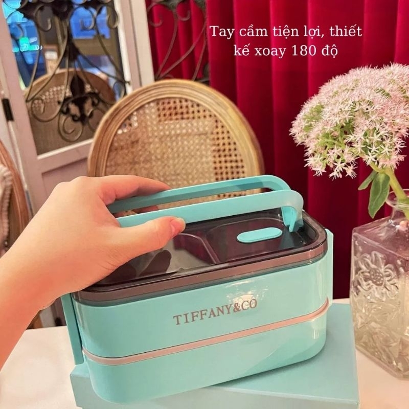 Hộp Cơm Giữ Nhiệt 2 Tầng Tiffa.ny Ninox 304 Chống Gỉ Tặng Kèm Đũa Thìa A.đ
