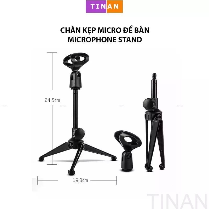 Chân mic 3 chân để bàn kim loại