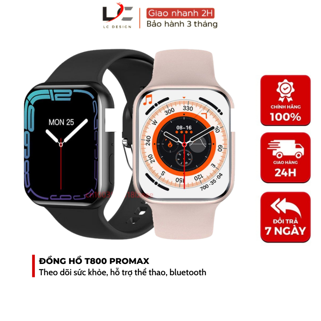 Đồng Hồ Thông Minh T800/T700 Promax Bản 5.0 Kết Nối Bluetooth Chống Nước, Nghe Gọi, Nhận Thông Báo- LC DESIGN