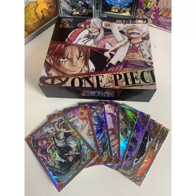 Hộp full box thẻ bài nhân phẩm anime one piece hải tặc, thanh gươm diệt quỷ, naruto