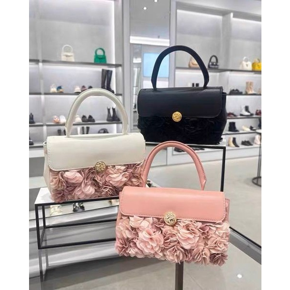 Charles&Keith Floral Mesh Top Handle Bag