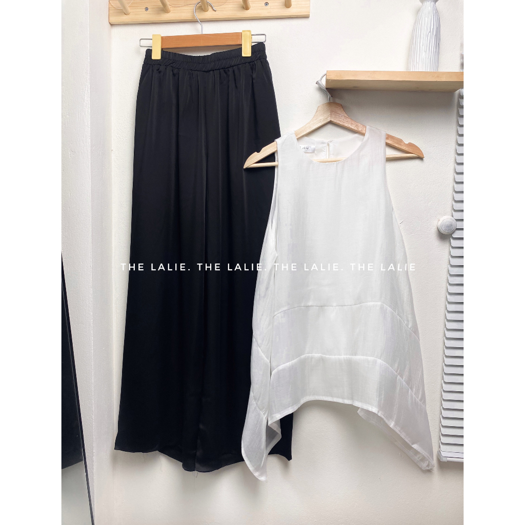 Set bộ áo sát nách tơ hàn kèm quần chun lụa co dãn thoải mái đi biển, đi du lịch by the lalie