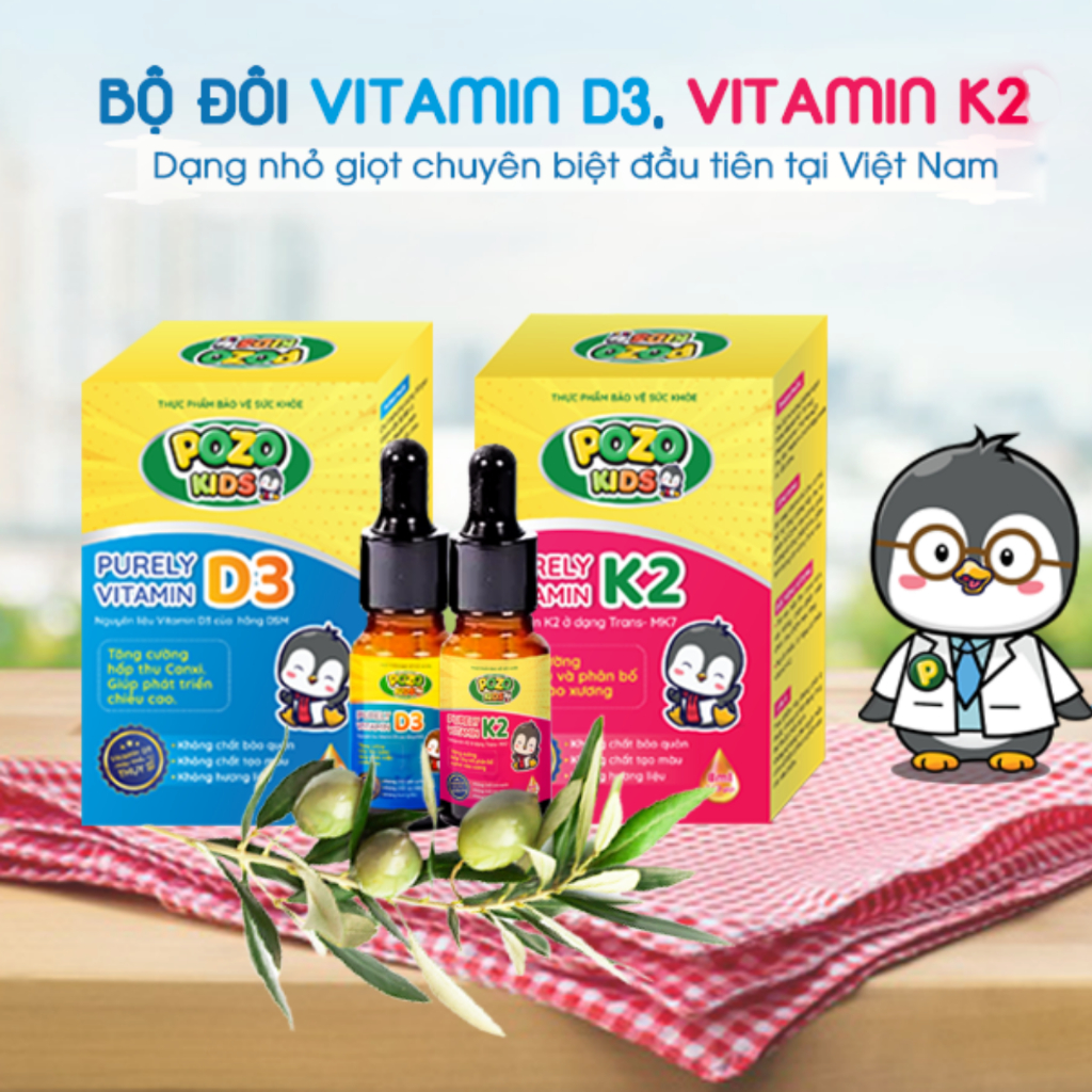 Vitamin K2 Tinh Khiết Pozokids PP bởi Ấm Baby Hấp Thu Và Phân Bổ Canxi Vào Xương Cho Bé Cao Lớn 8ml Ấm Gift Decor