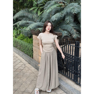 Set bộ quần li ống rộng áo dút sau