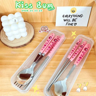 Đũa muỗng nĩa thìa cán sứ gấu dâu Lotso - trái dâu