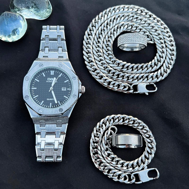 Đồng hồ DQG mặt vuông dây thép màu bạc - CW Analog