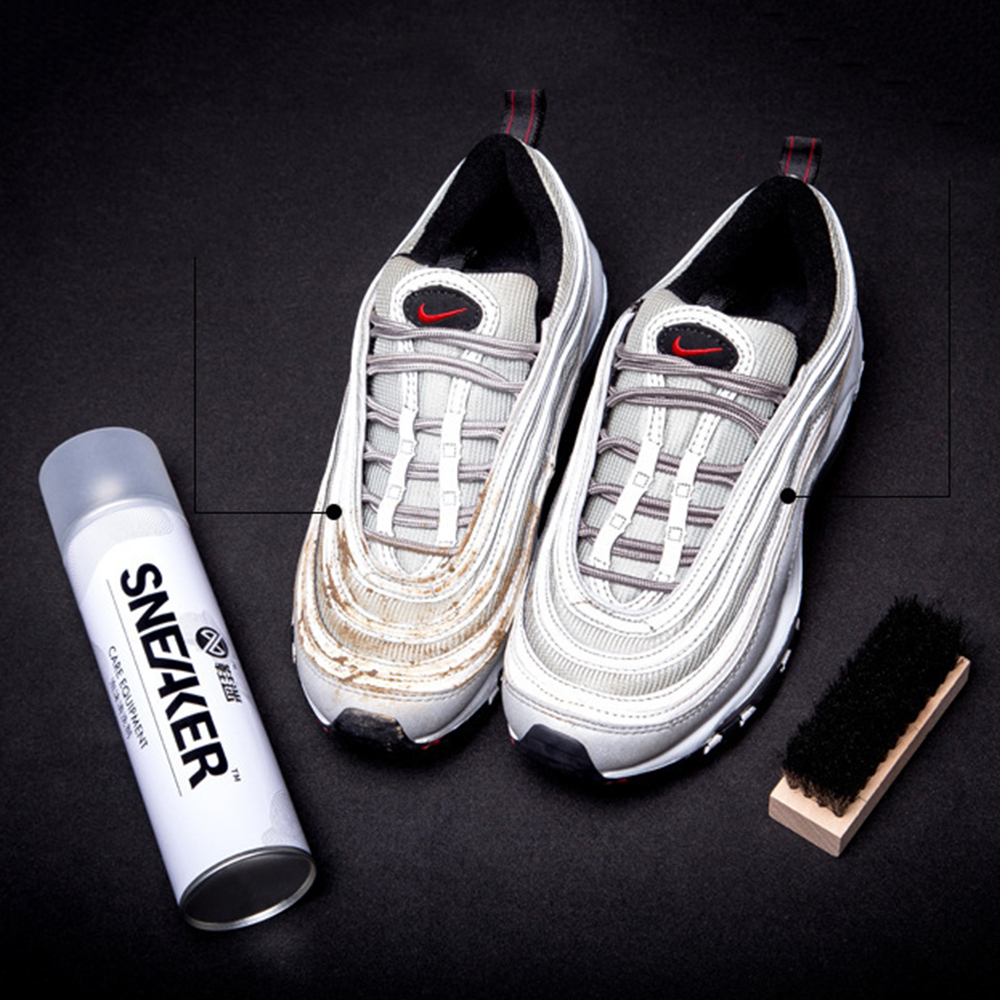 Bộ 3 món phụ kiện chăm sóc giầy Sneaker, dụng cụ gồm bình sịt vệ sinh, bàn chải đánh và khăn lau giày dép.