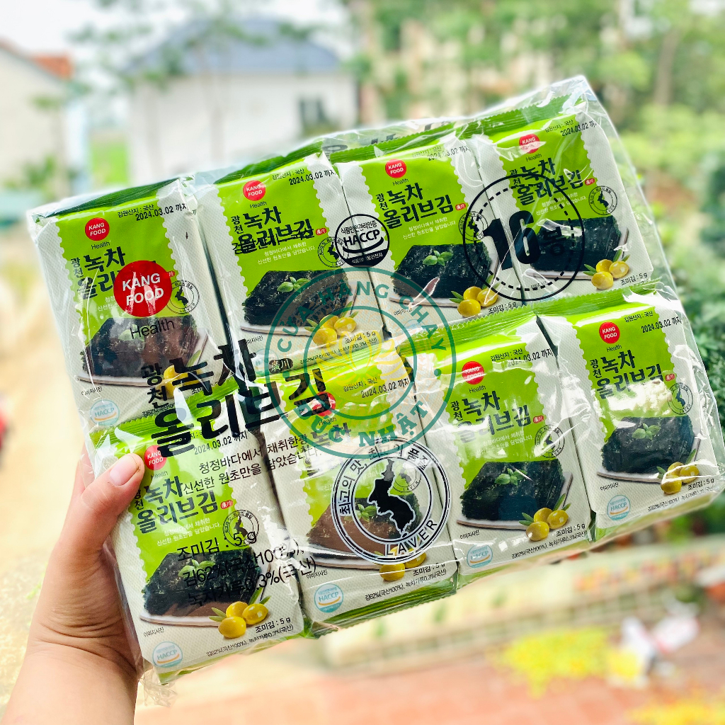 Set 16 gói rong biển Hàn Quốc ăn liền tẩm dầu oliu KANGFOOD