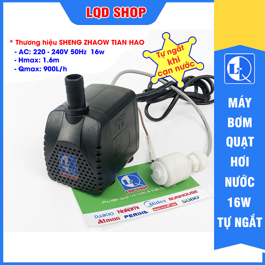 Máy bơm quạt hơi nước 16w có phao chống cạn | tự ngắt khi cạn nước