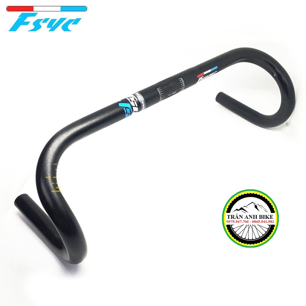 Combo ghi đông xe đạp FSYC, pô tăng, tay phanh, dây quấn vân Carbon