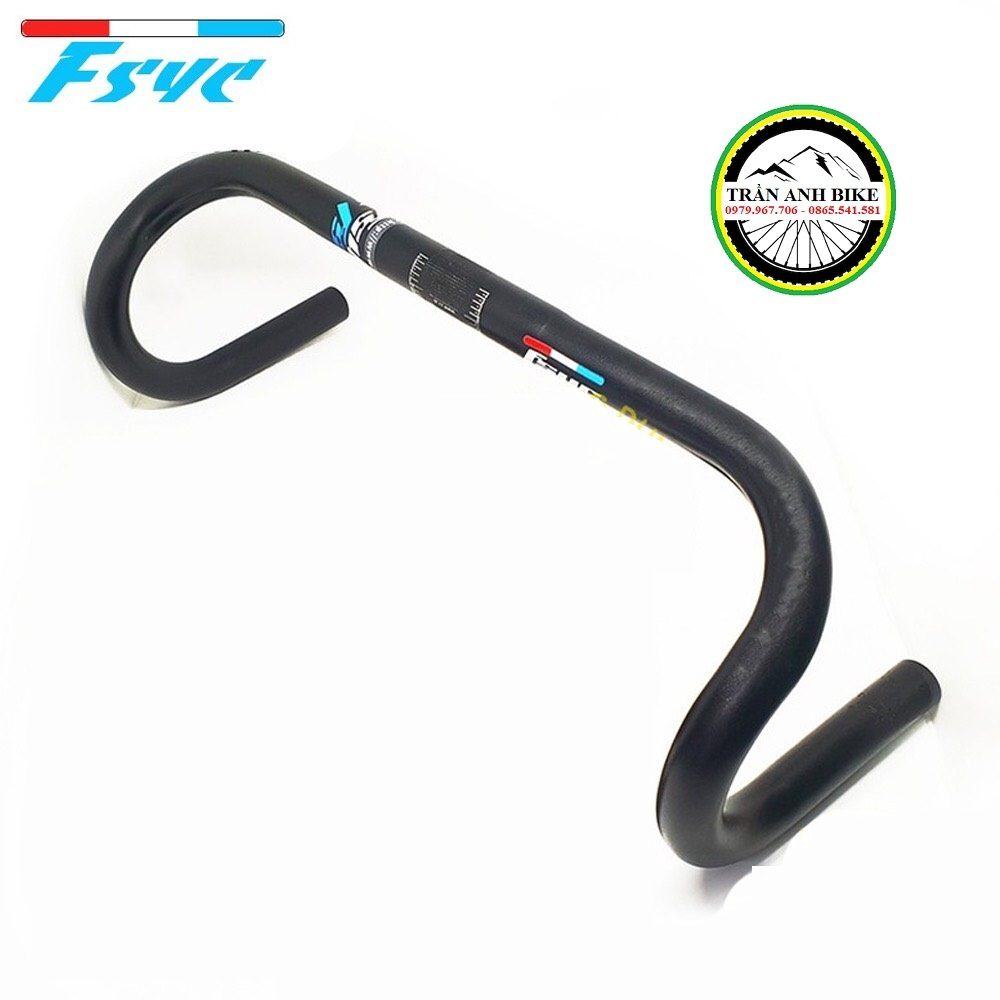 Combo ghi đông xe đạp FSYC, pô tăng, tay phanh, dây quấn vân Carbon