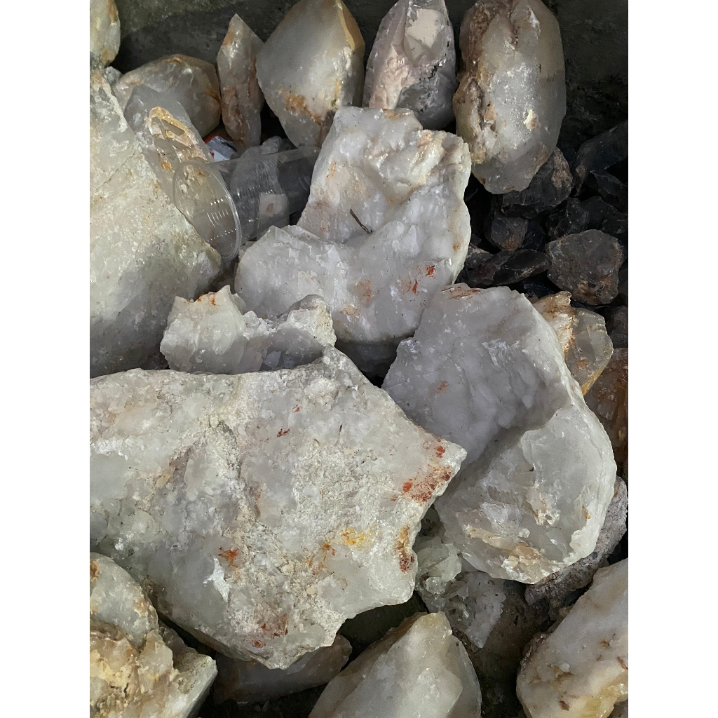 1kg random đá thạch anh trắng thô nguyên bản dùng trang trí nhà ở sân vườn thanh tẩy năng lượng phong thủy