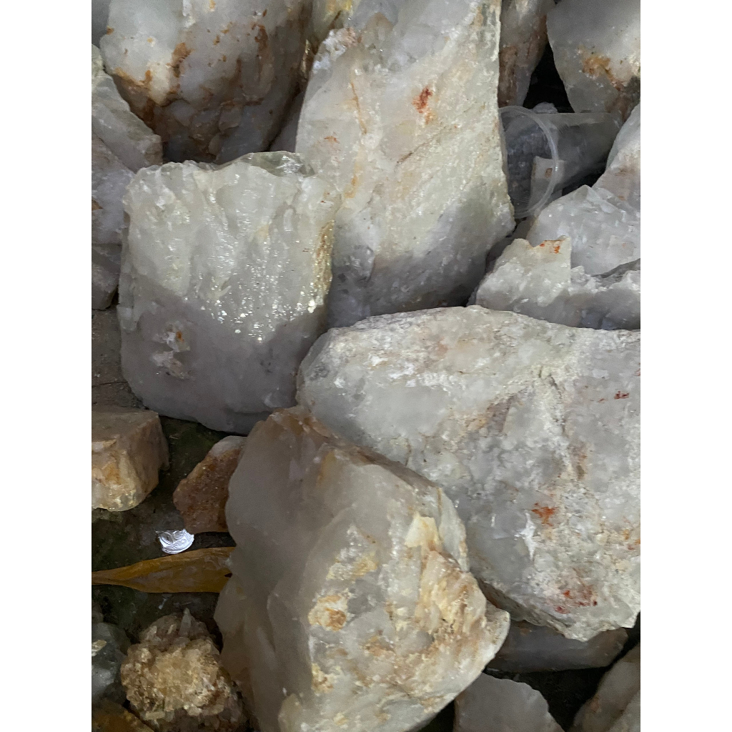 1kg random đá thạch anh trắng thô nguyên bản dùng trang trí nhà ở sân vườn thanh tẩy năng lượng phong thủy