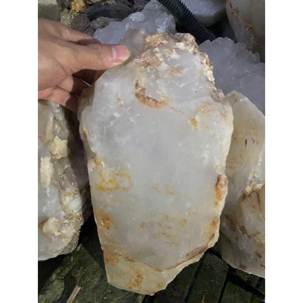 1kg random đá thạch anh trắng thô nguyên bản dùng trang trí nhà ở sân vườn thanh tẩy năng lượng phong thủy