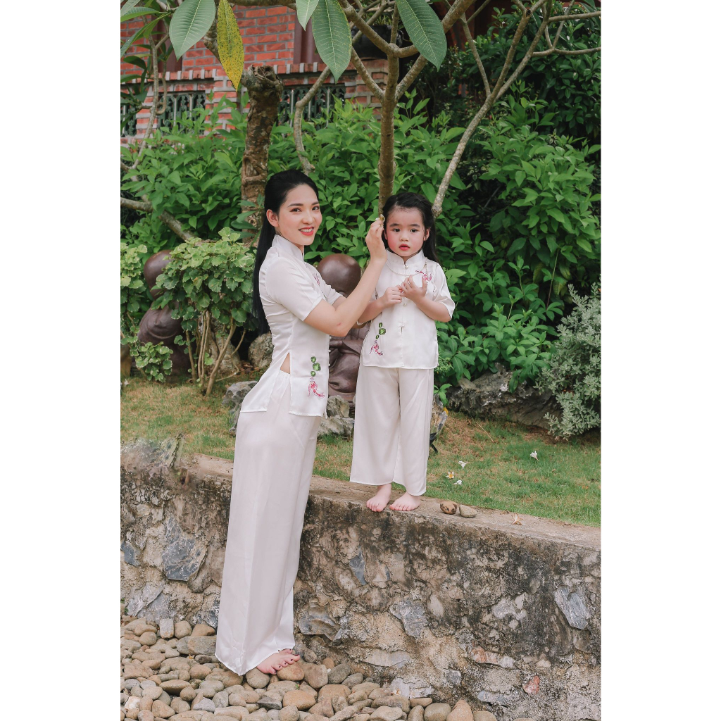 Set Đồ Đôi Mẹ Và Bé Gái - Quần Áo Cặp Mẹ & Bé VẢI LỤA CAO CẤP MÃ SJ14