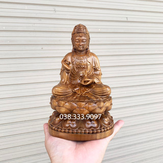 Tượng phật bà quan âm phật quan thế âm cao 15cm và 20cm được làm bằng gỗ bách xanh