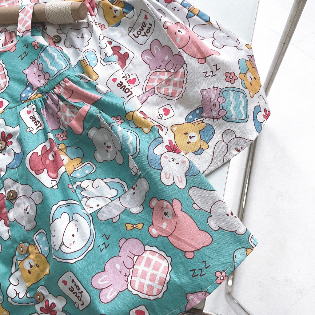 Váy 2 dây họa tiết gấu nhiều màu