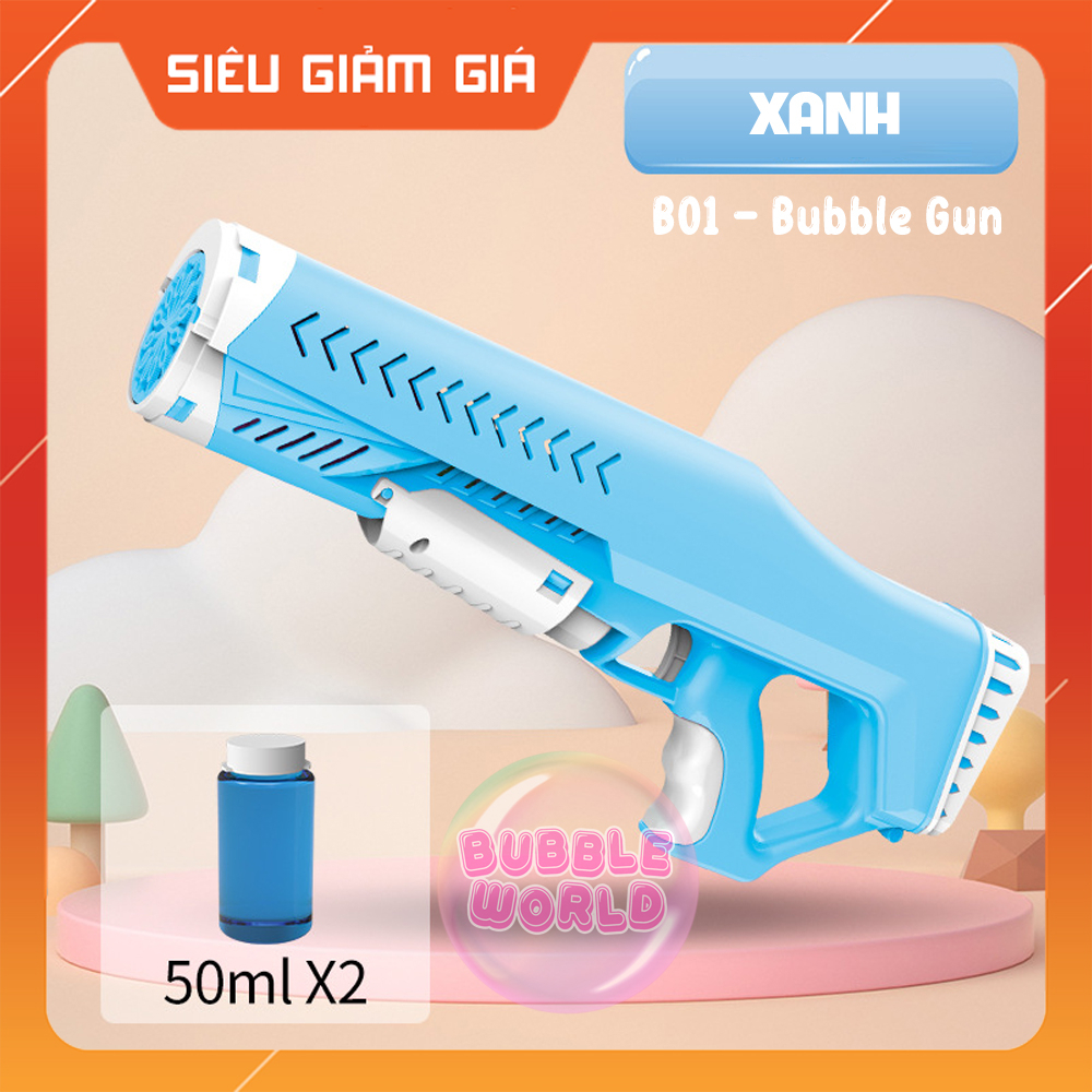 Súng Bắn Bong Bóng Xà Phòng Bubble World Mẫu Súng Nòng Dài Siêu Hot 2023 Tặng Kèm Pin