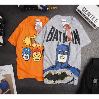 ☘ [SIZE ĐẠI] Áo thun Marvel bé trai, áo ngắn tay VNXK siêu nhân người nhện, hulk, captain, batman 20 – 50KG