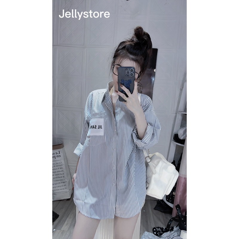 Sơ mi kẻ Jil Sander siêu xinh hot hit Fom rộng JELLYSTORE chuẩn hai size SM