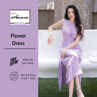 Váy Đầm maxi đũi cổ tròn có dây thắt eo