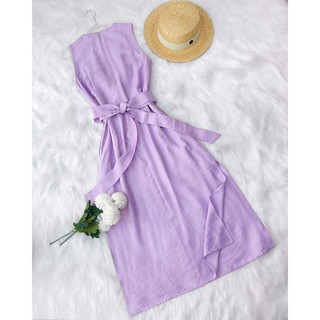 Váy Đầm maxi đũi cổ tròn có dây thắt eo