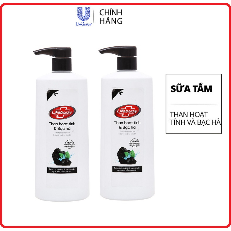 Combo 2 Chai Sữa Tắm Lifebuoy Than Hoạt Tính 500g ( 2 x 500g = 1Kg )