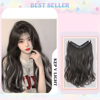 Bộ tóc giả kẹp dải highlight  chữ U làm dày tóc- Tóc giả kẹp nửa đầu xoăn tự nhiên dài 55cm - 6
