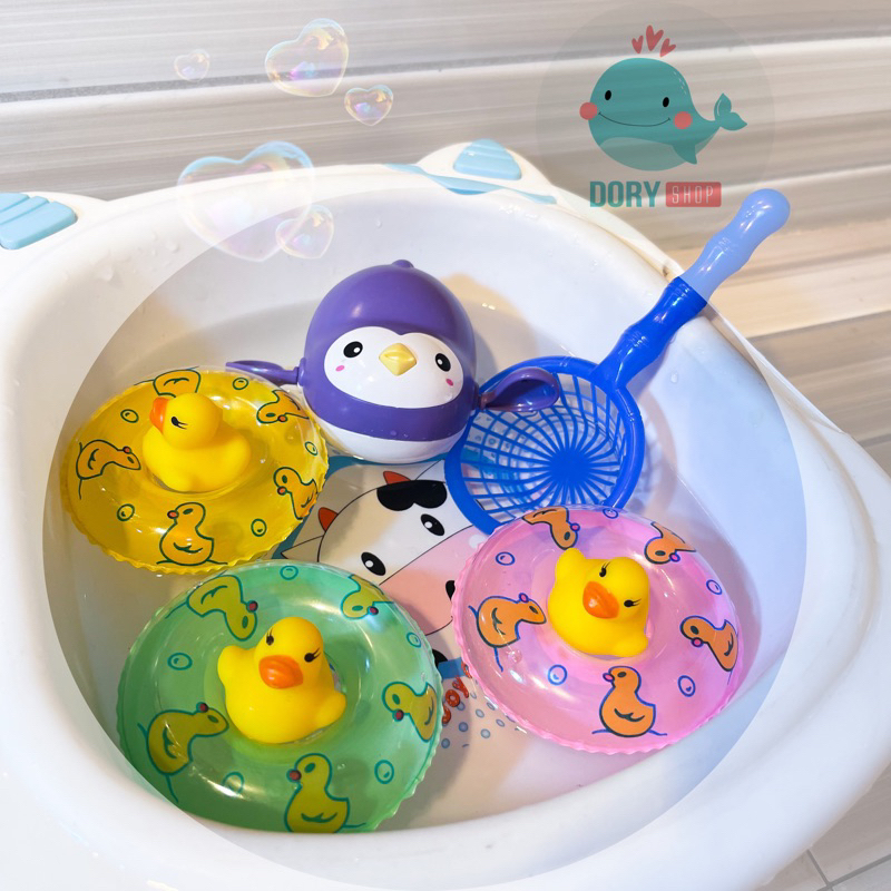 Phao mini và vịt cao su mini - Đồ chơi nhà tắm cho bé, đồ chơi thả bồn tắm cho bé