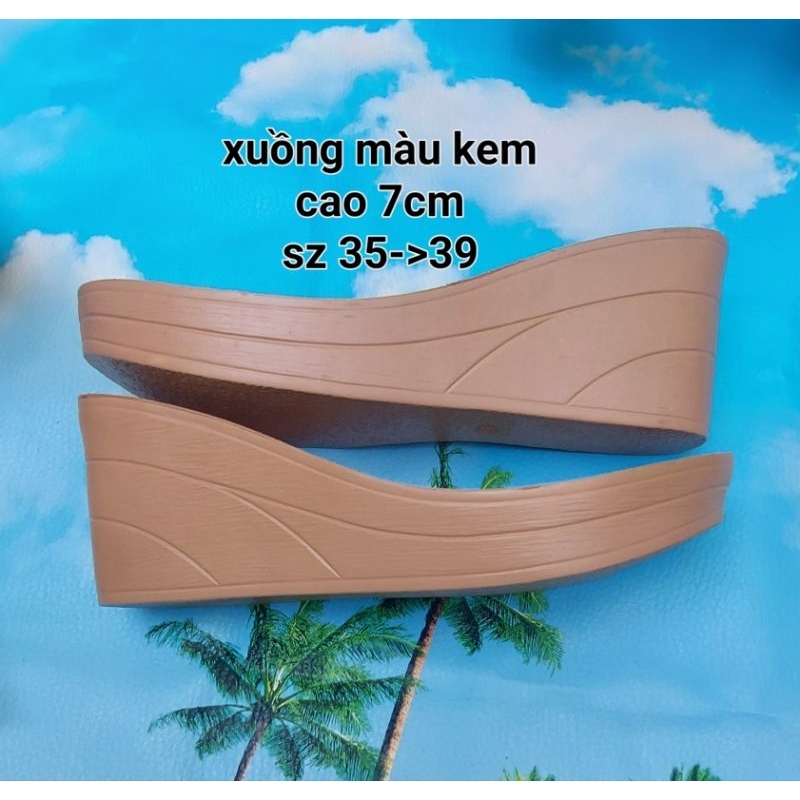 đế xuồng màu kem cao 7p sz 35->39