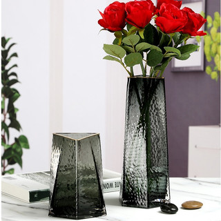 Lọ hoa thủy tinh sơn vàng cao cấp, bình hoa trang trí decor phong cách Bắc Âu Nordic, miệng tam giác độc đáo