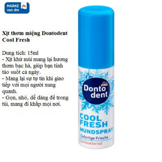 Xịt thơm miệng Dontodent Cool Fresh 15ml – Diệt khuẩn, thơm miệng ngay(Nội địa đức)