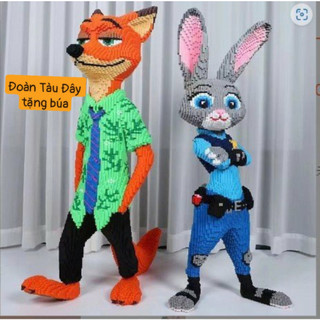 Xếp hình 42cm cảnh sát cáo nick và thỏ zootopia judy cỡ lớn size to 42cm đồ chơi xếp hình 3d siêu đẹp, sịn